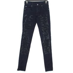 Cheap Monday Womens Jeans Narrow Destroyed Grunge Streetwear Punk Goth Blue 25